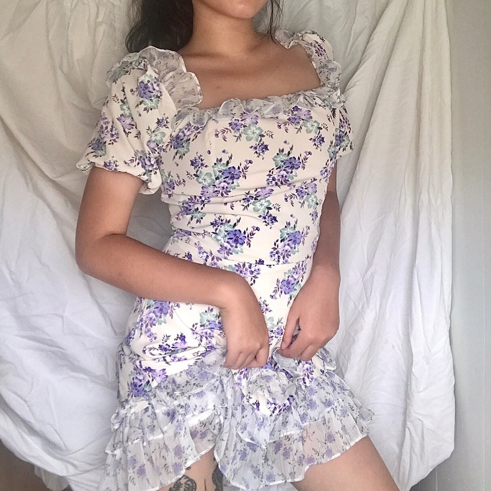 Frill midi tea dress M